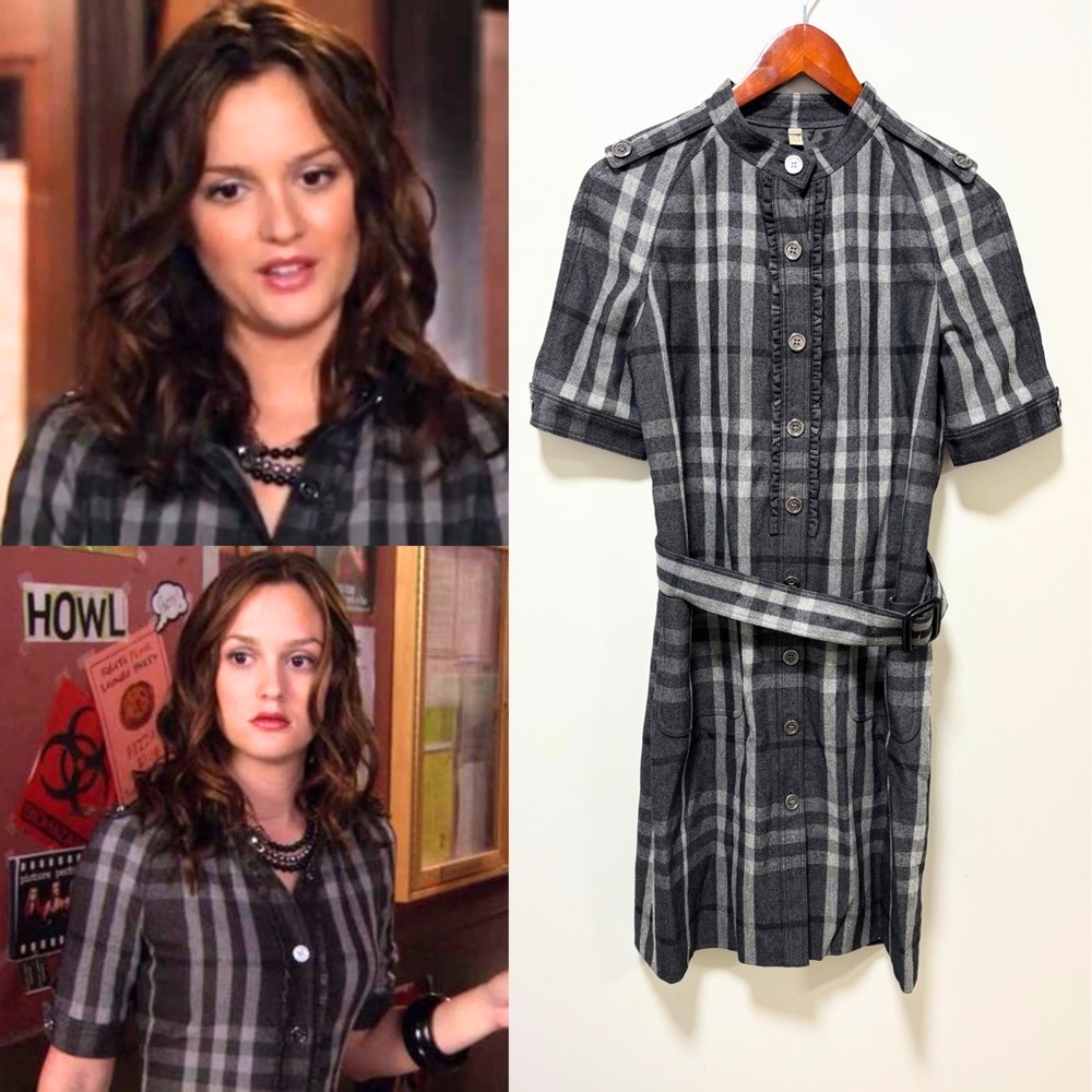 Authentic Burberry Dress ASO Blair Waldorf Gossip Girl RARE Plaid Gray Size 6 - Picture 9 of 11